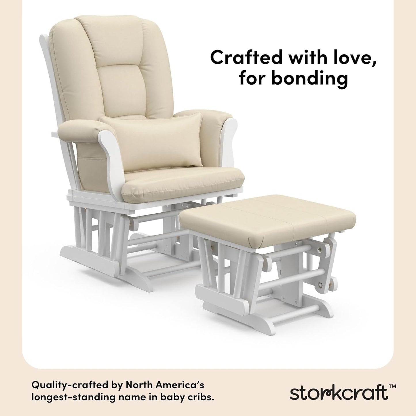 Storkcraft Tuscany Glider with Ottoman (Black/Gray) — GREENGUARD Gold Certified, Bonus Lumbar Cushion Included, Solid Wood Base, Smooth Motion, Award-Winning Nursery Rocking Chair, Glider and Ottoman