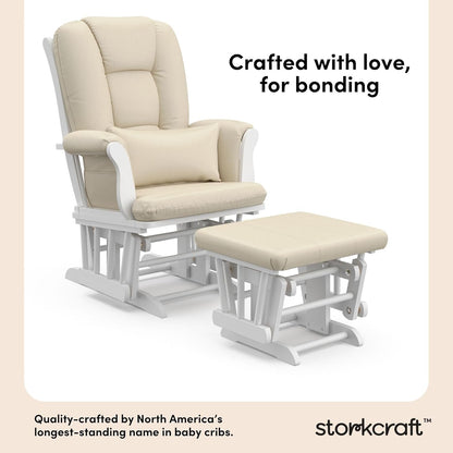 Storkcraft Tuscany Glider with Ottoman (Black/Gray) — GREENGUARD Gold Certified, Bonus Lumbar Cushion Included, Solid Wood Base, Smooth Motion, Award-Winning Nursery Rocking Chair, Glider and Ottoman