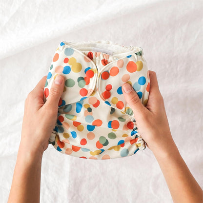 Esembly Cloth Diaper Cover - Reusable Swim Diaper, Waterproof, Breathable - Adjustable Outer Layer Over Absorbent Inner for Blowout Protection - Sea Glass, Size 2 (18-35lbs)