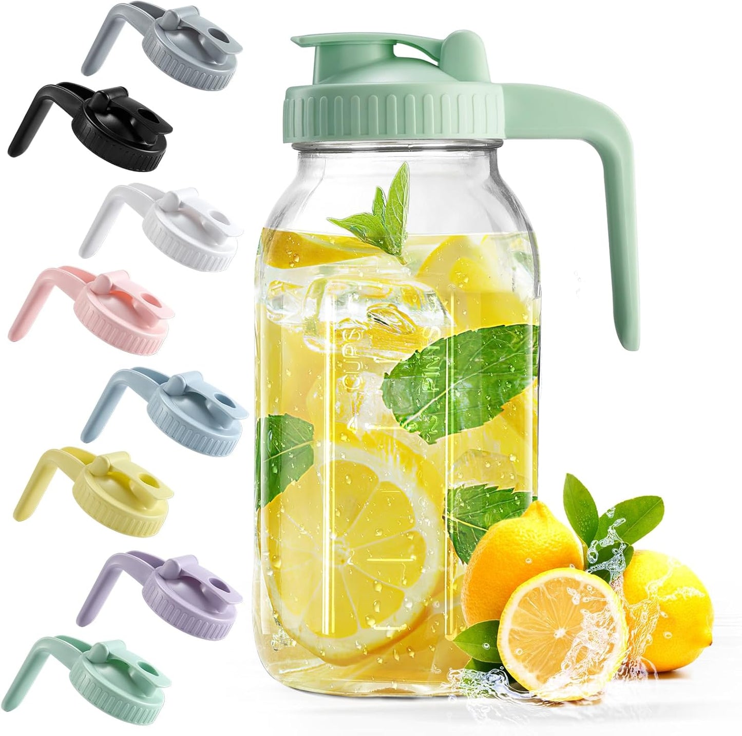 32oz Glass Pitcher with Lid & V-shaped Pour Spout - 1 Quart Breastmilk Pitcher Double Leak Proof, Creamer Container for Sun Tea, Juice, Cold Brew Coffee, Breastmilk Storage Container