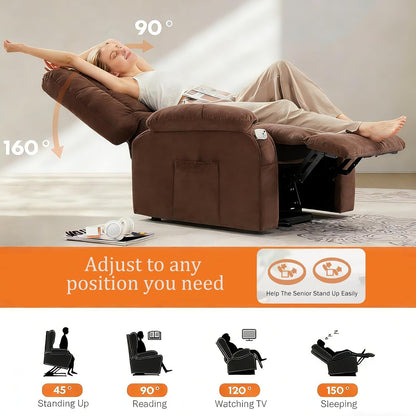 Power Lift Recliner Chair for Adult with Heated and Full Body Massage, Glider Nursery Chair with Cup Holder and USB Charge Port, Oversided Swivel Rocker Recliner for Living/Study/Bedroom Room, Grey