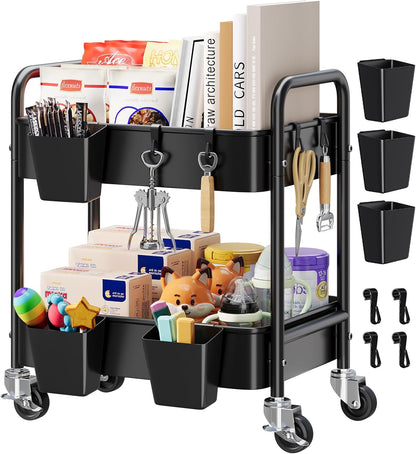 3 Tier Rolling Cart Metal with Lockable Wheels, Pink Three Tiered Diaper Caddy Cart Organizer on Wheels, Storage Utility Trolley Carts for Craft, Art, Nail, Lash, Baby Supplies, Cleaning, Mesh
