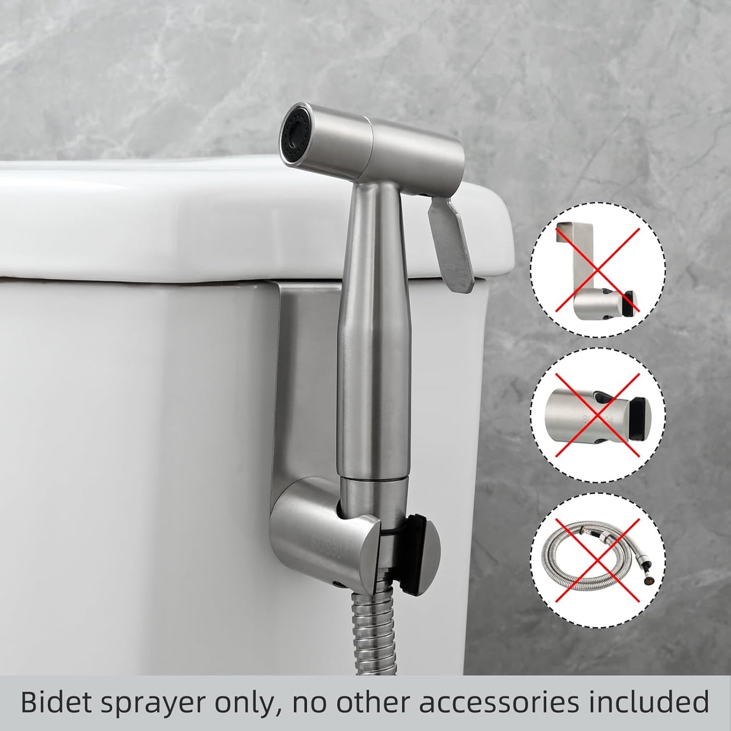 Tecmolog Hand Held Bidet Sprayer Stainless Steel Shattaf for Toilet, Brushed Nickel Bidet Sprayer Head Only, WS024