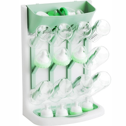 Yieach Larger Vertical Baby Bottle Drying Rack - BPA Free - Space Saving Feeding Bottles Drying Rack Holder for Countertop,Baby Bottle Holder Storage Station for Pacifiers,Pump Accessories Stand,Grey