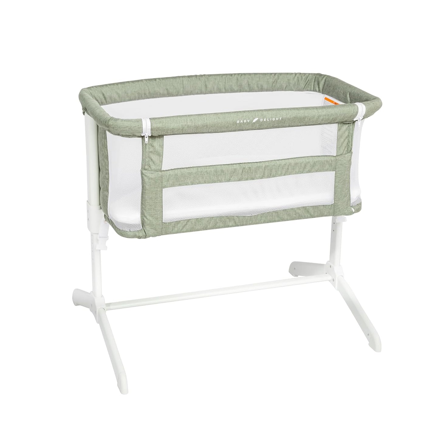 Baby Delight Beside Me Serenity Bassinet | Lightweight Bedside Sleeper & Baby Bassinet | 7-Position Height Adjustment | 100% GOTS Certified Organic Cotton Fabric | Organic Sage
