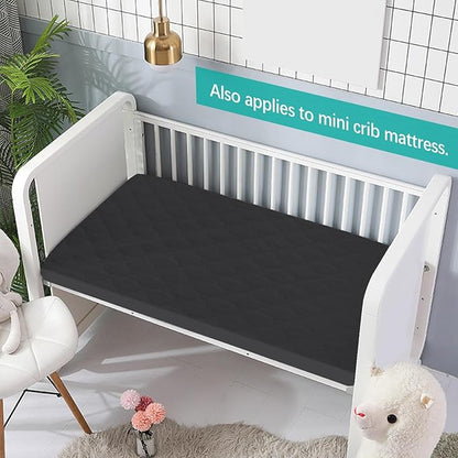 Pack and Play Mattress Protector Sheets Fitted Waterproof Playard Mattress Pad Cover, Compatible with Graco Pack n Play & Dream On Me & Pamo Babe, Playpen/Playard Sheet, Black, 39" x 27"