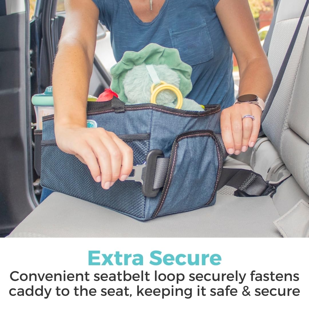 Toddleroo by North States - Car Organizer Caddy: Portable Diaper Caddy for Car - Baby Car Organizer & Storage - Navy