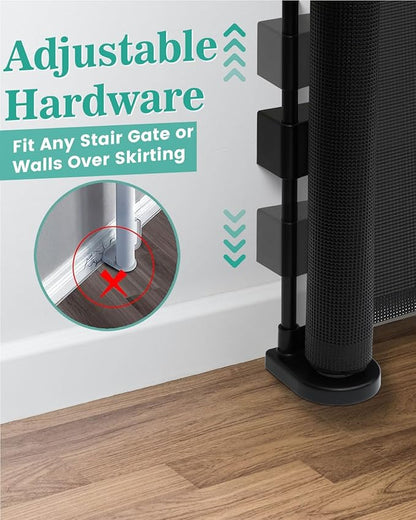 Miumoon 59 inch Retractable Baby Gates 34 inch Tall, Retractable Gate with Reinforced Strip Design to Prevent Crawling Through, 5 FT Retractable Dog Gate for Stairs, Doorways, Hallways, Indoor/Outdoor
