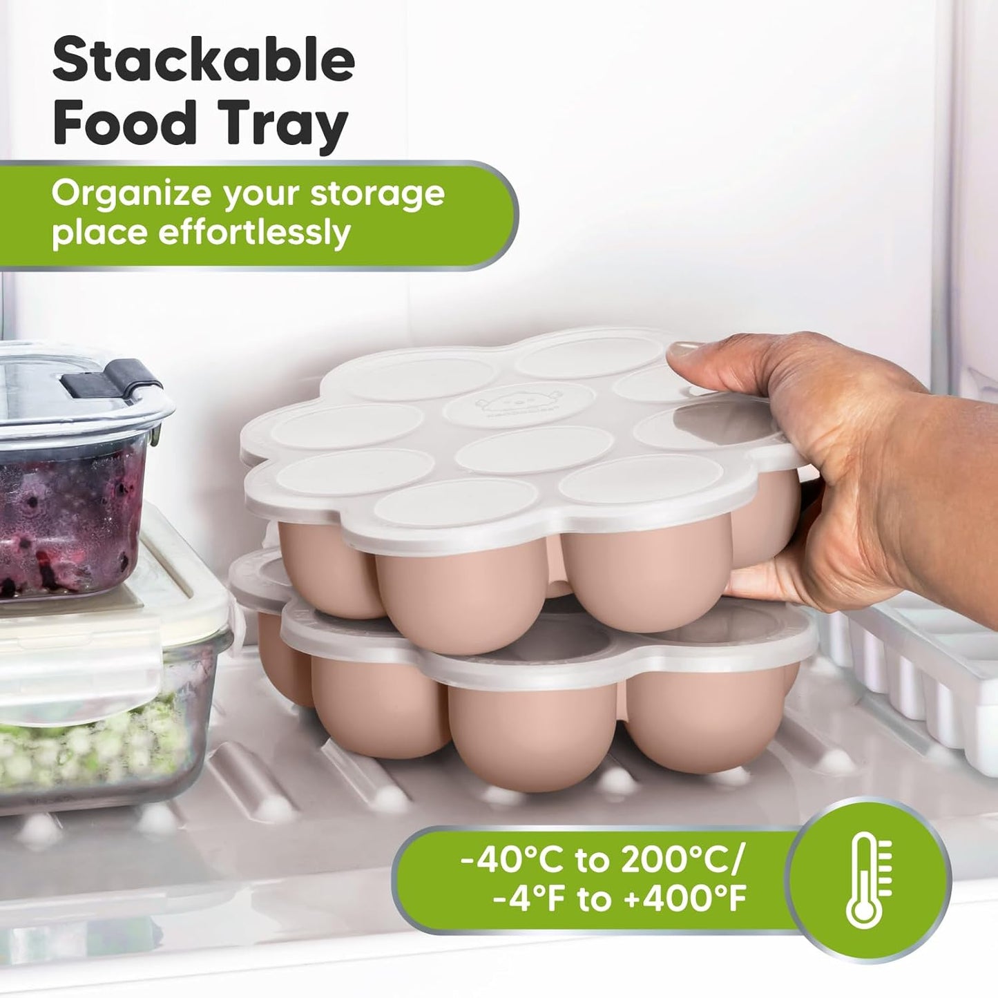 KeaBabies Silicone Food Freezer Trays with Lid, 2oz x 10 Pods Baby Food Storage Containers, Easy Puree Meal Prep, Breast Milk Silicone Freezer Molds, Dishwasher, Microwave Safe, BPA-Free (Chai Latte)