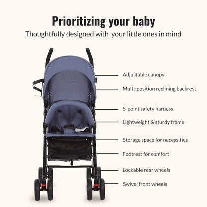 Dream On Me Vista Moonwalk Stroller, Disney Approved Lightweight Stroller for Toddlers and Infants, One-Hand Fold, Reclining Seat, Canopy with Sun Visor, Everyday & Travel Ready