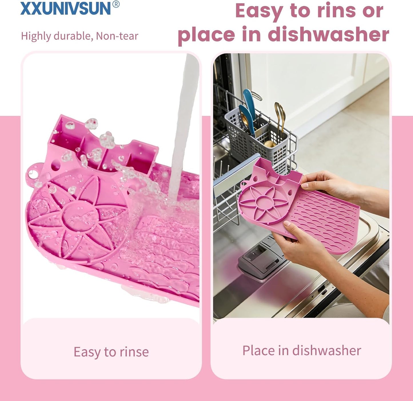 Bottle Drying Rack, Draining Mat for Stanley Tumblers20-40oz, Mugs, Wine Glasses, Compact Portable Cup Dryer Stand for Countertops, Office, RVs & Travel (Crystal Pink)