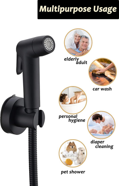 Handheld Bidet Sprayer for Toilet, Muslim Shower Bidet Attachment for Toilet, Cloth Diaper Toilet Sprayer, Jet Spray for Toilet with Bidet Hose for Feminine Wash (Chrome)