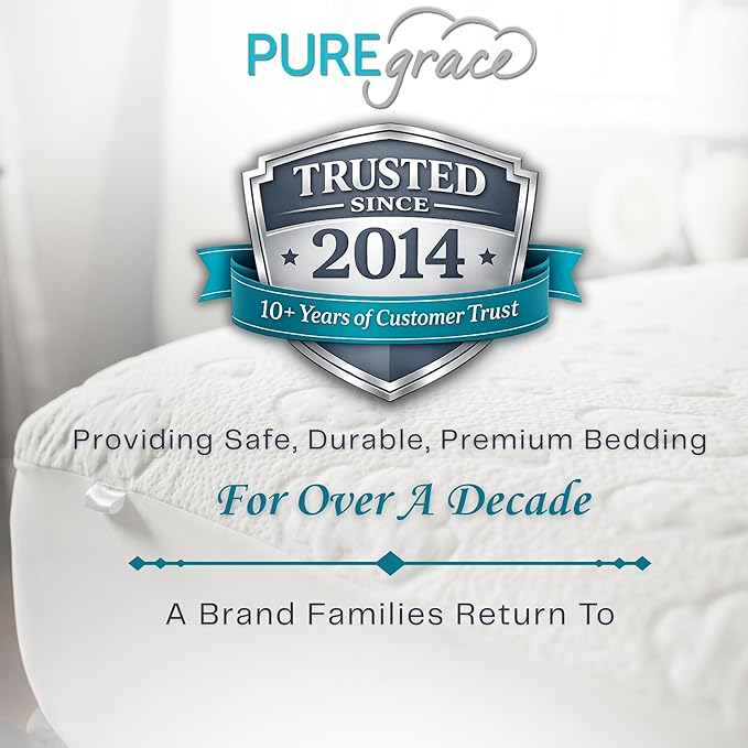 PUREgrace Crib Mattress Protector – Eucalyptus Tencel Fiber Waterproof Breathable Baby Mattress Pad Cover with Corner Safety Straps, Ultra Soft Cooling Durable Sleep Surface for Crib & Toddler Bed