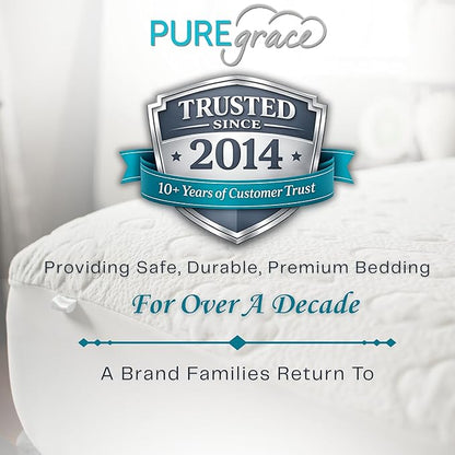PUREgrace Crib Mattress Protector – Eucalyptus Tencel Fiber Waterproof Breathable Baby Mattress Pad Cover with Corner Safety Straps, Ultra Soft Cooling Durable Sleep Surface for Crib & Toddler Bed