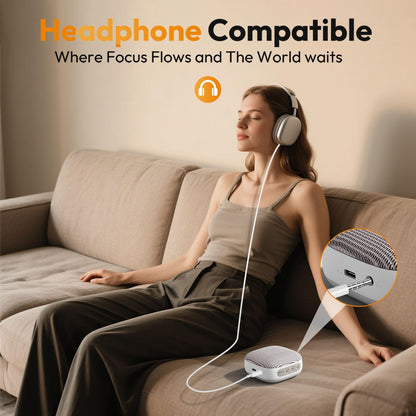 Portable Sound Machine for Travel, White Noise Sound Machine for Sleeping, 52-Hour Lasting Mini Noise Machine with 21 Quality Non-looping Sounds, Headphone Jack, Memory, Timer for Adults,Hotel (White)