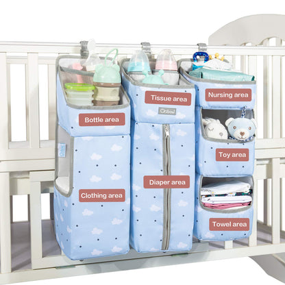 Orzbow 3-in-1 Hanging Diaper Caddy Organizer for Changing Table, Nursery Organization and Diaper Stacker for Crib Wall, Removable Diaper Organizer for Baby Girl Essentials, Pink