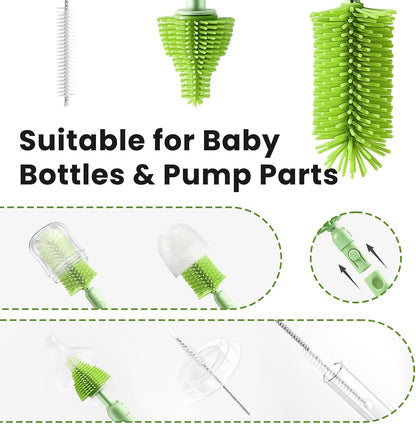 LEQXGO Travel Baby Bottle Cleaner Kit with Storage Case, 7-in-1 Baby Bottle Brush Set with Drying Rack for Breast Pump Parts, Bottle Washing Kit - Baby Travel Essential for Flying & On-the-Go (Blue)