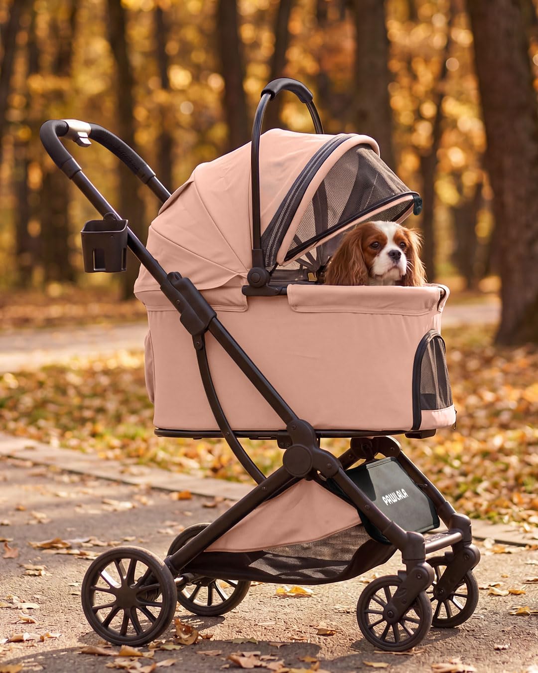 Pet Stroller with Detachable Carrier for Small, Medium Dogs & Cats, Lightweight Foldable Design, Travel-Ready, Compact Storage (Cloud Gray)