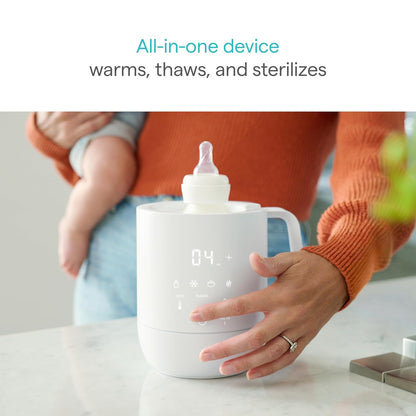 Munchkin Precision Baby Bottle Warmer for Breastmilk, Formula, Food Jars, and Sterilizing Small Parts - Compatible with All Bottle Brands, Glass, Silicone & Plastic, Digital Display, White (Plug-in)