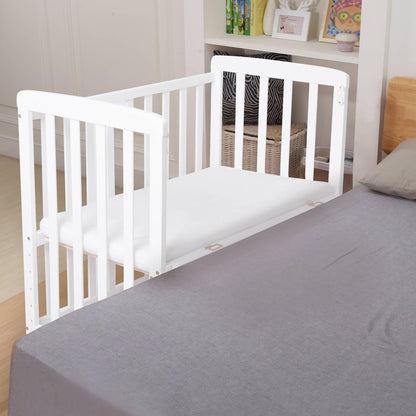 Flwrgirl Baby Bassinets Bedside Sleeper - Portable Pine Wood Bedside Bassinet with Mattress,3 Heights Small Mini Crib,Baby Crib for Newborns,Unpainted | Pine Wood Bassinet, Mattress Included, 3-IN-1 Convertible, Adjustable Height, Locking Wheels, Portalbe
