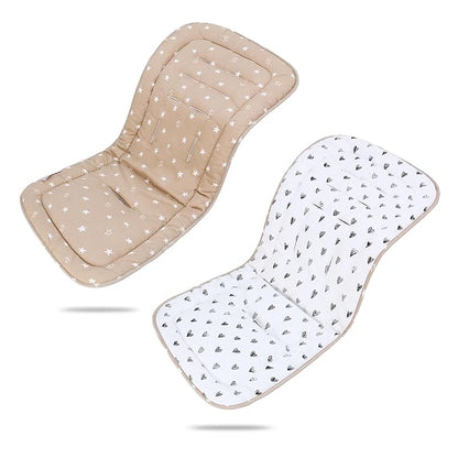 Baby Stroller Cushion,Infant Car Seat Insert-Reversible Universal Breathable and Soft Newborn Stroller Mat,100% Cotton Cover Toddler Seat Pad Liner-34x78cm,1 Pack(Black Heart+Khaki)