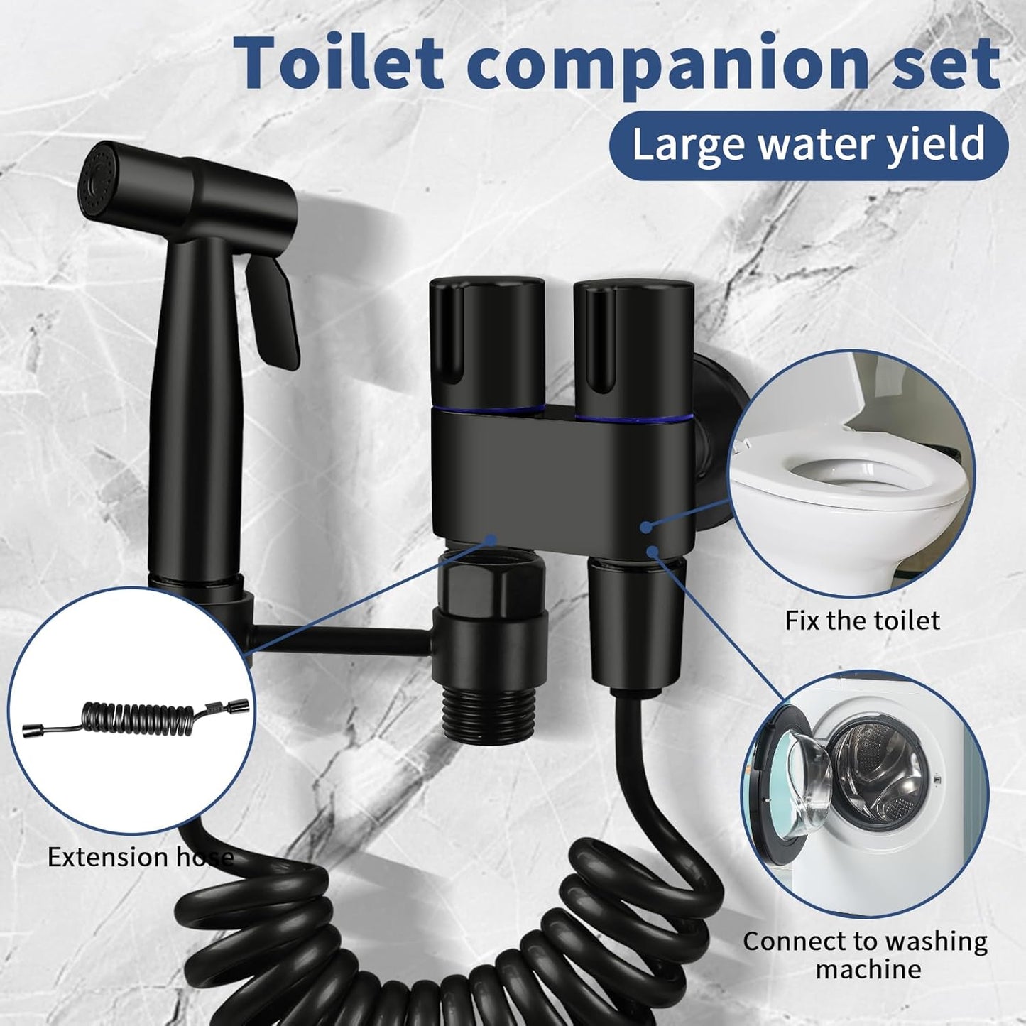 Neween Handheld Toilet Bidet Sprayer for Toilet-Adjustable Water Pressure Control with Bidet Hose for Feminine Wash, Stainless Steel Bidet Faucet Sprayer Kit Cloth Diaper for Baby Wash (Black)