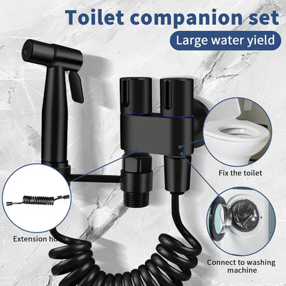 Neween Handheld Toilet Bidet Sprayer for Toilet-Adjustable Water Pressure Control with Bidet Hose for Feminine Wash, Stainless Steel Bidet Faucet Sprayer Kit Cloth Diaper for Baby Wash (Black)