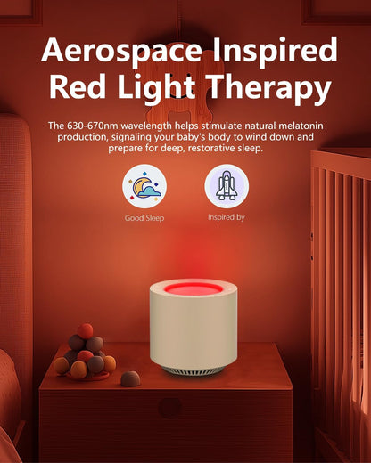 White Noise Sound Machine: Red Light Therapy Sleep Sound Machine with 38 Soothing Sounds & Calming Womb Soother, Memory Function, Dimmable Nursery Night Light with Timer for Baby Adult Gift