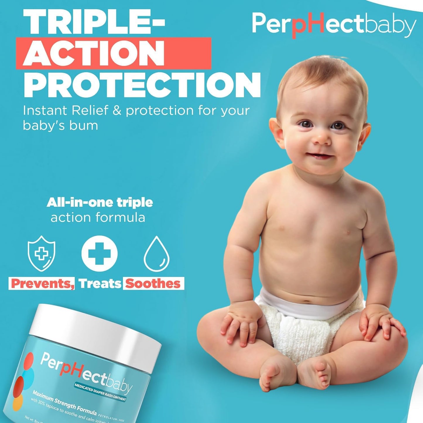 Maximum Strength Medicated Diaper Rash Ointment with 40% Zinc Oxide. Rapid Relief Soothing and Prevention, Paraben & Dye Free. 8 Oz