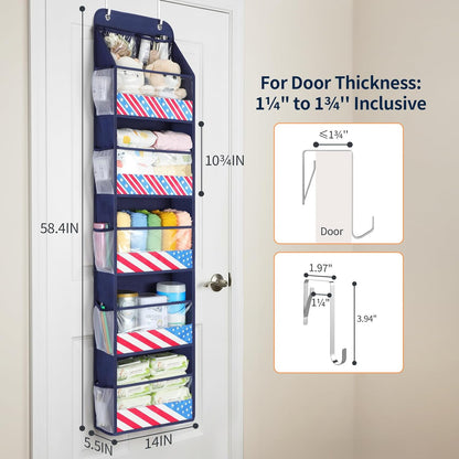Yecaye 5 Tier 1Pc Over the Door Organizer, Stuffed Animal Storage with Clear PVC Windows, Door Organizer Hanging for Bedroom Nursery Closet Dorm Room Laundry Pantry Bathroom, Grey