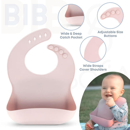 BPA-Free Non-Toxic Silicone Baby Feeding Set – Suction Plate, Bowl, Bib & Cup – 11-Piece Baby Led Weaning Set for Ages 6-18 Months – Eco Gift Bag (Dusty Blue)
