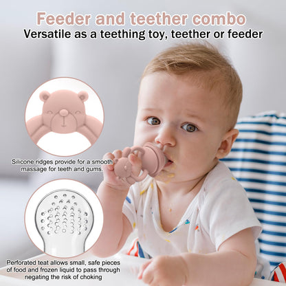 MISSLILI Baby Silicone Fruit Food Feeder Pacifier & Breastmilk Popsicle Freezer Molds,BPA Free Baby Food Storage Containers Frozen Ice Tray for Baby Feeding Safely, Infant Fruit Teething Toy (Blue)