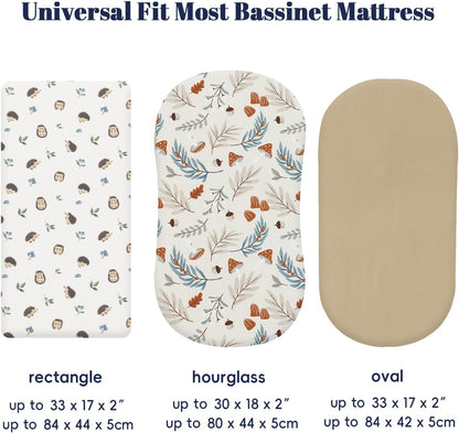 PHF 3 Pack Soft Mini Crib Sheets, Floral & Animal Pack N Play Sheets for Baby Boys Girls, No Slip Universal Fit for Pack N Play, Playard, Portable and Mini Crib Mattresses,Floral & Animal