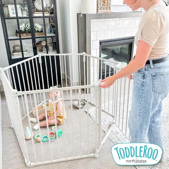Toddleroo by North States 2 Panel Extension for 3 in 1 Metal Superyard: Adds up to 48" for an extra wide baby gate or play yard (48" width, Taupe)