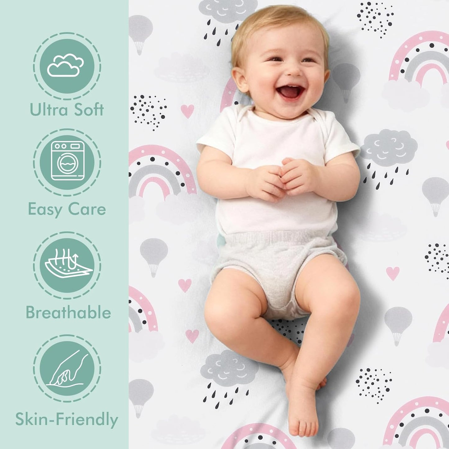 3 Pack Stretchy Bassinet Sheets 20" x 33" Compatible with Baby Delight, Angelbliss, Maxi-COSI & Most Regular Size Bedside Sleeper- Soft Breathable Fitted Bassinet Sheets for Baby - Yellow & Flower