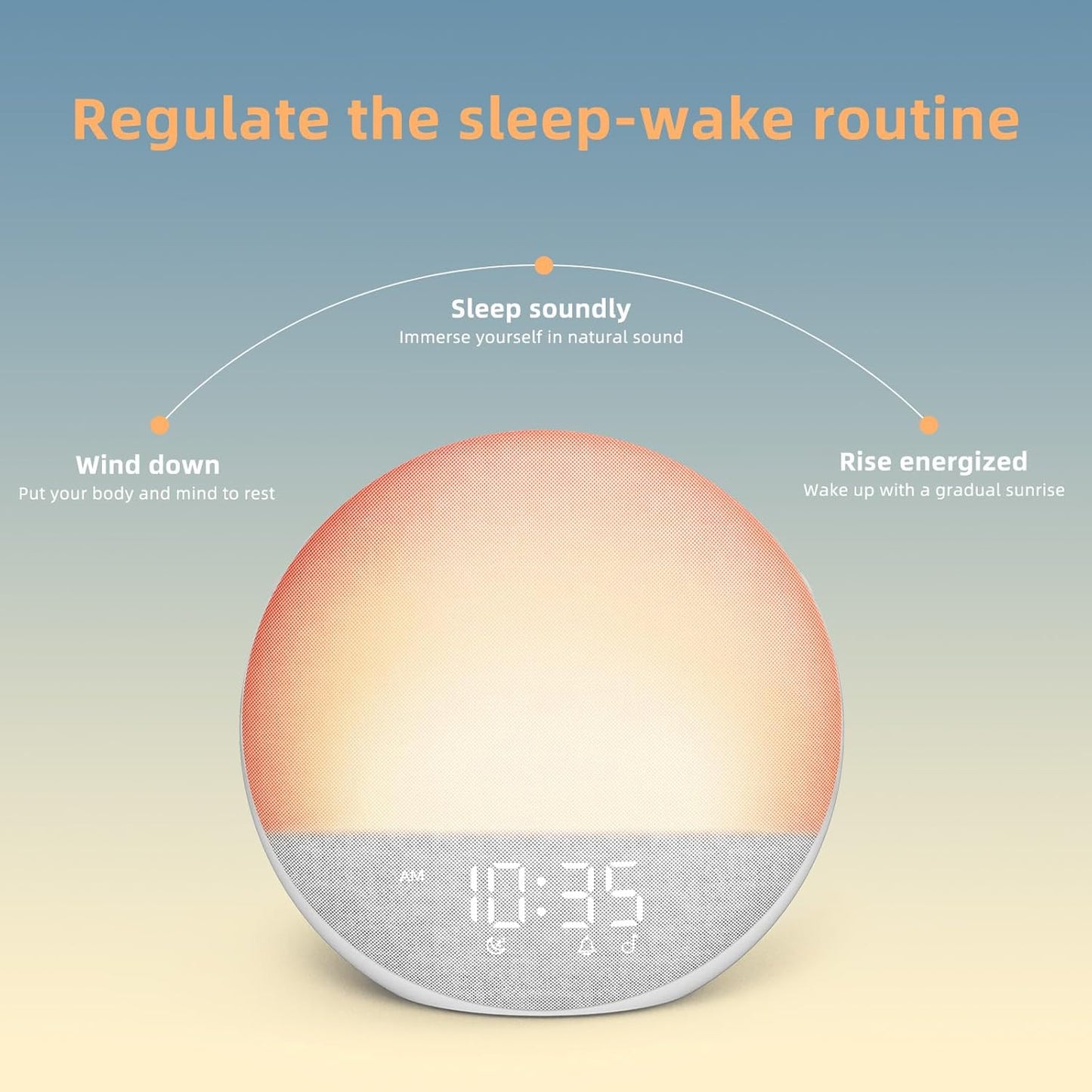 Sunrise Alarm Clock White Noise Machine: Natural Wake Up Light - Dimmable Clock with Bluetooth Speaker for Bedroom - 25 Sleep Sounds for Baby Adults Kids Putty