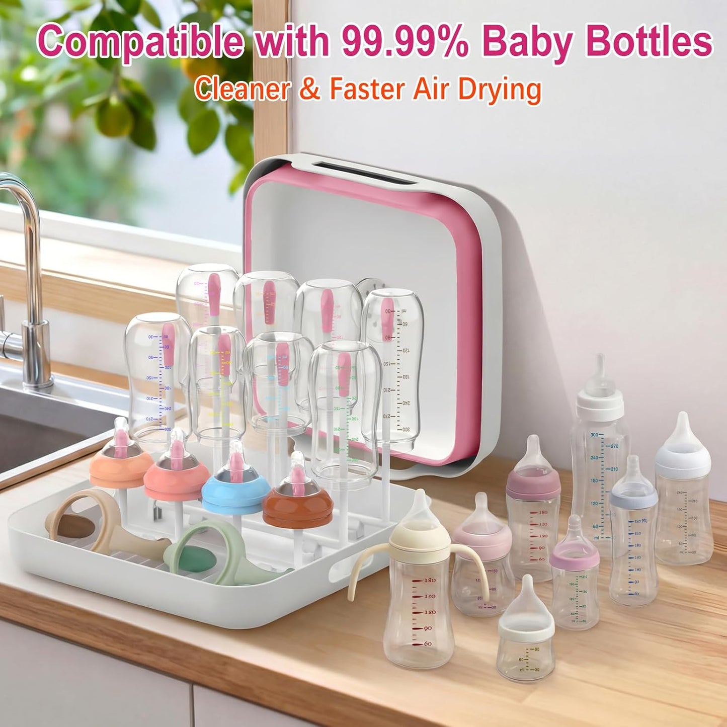 Yecuip Collapsible Wash Basin for Baby Bottles with Drying Rack – 2.4 Gallon Foldable Dish Tub with Handles, Portable RV Camping Sink & Space-Saving Wash Bin with Lid for Kitchen, Travel & Outdoor