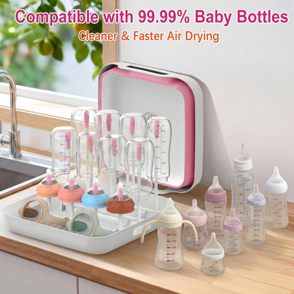 Yecuip Collapsible Wash Basin for Baby Bottles with Drying Rack – 2.4 Gallon Foldable Dish Tub with Handles, Portable RV Camping Sink & Space-Saving Wash Bin with Lid for Kitchen, Travel & Outdoor