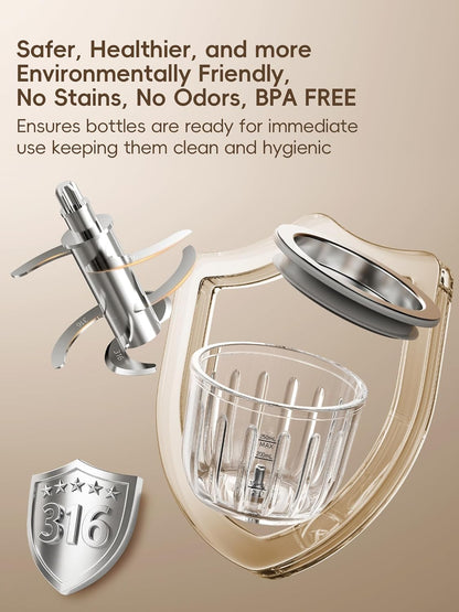 Glass Baby Food Maker Steamer and Blender,One Step Auto Baby Food Processor Puree Maker Grinder Mills,Glass Bowl with 316 Stainless Steel Blades,Auto Cooking,Self Clean,Timer,BPA-Free