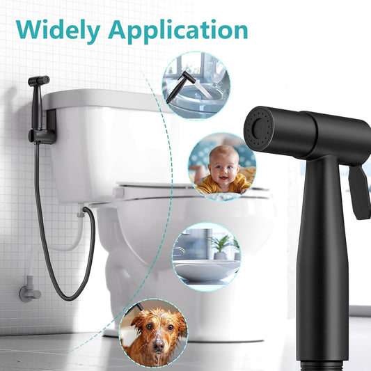 Generic Handheld Bidet Sprayer for Toilet, Hand held Stainless Steel Toilet Bidet Sprayer Kit, Hose with Anti-Leak Hose&High Pressure, for Personal Hygiene, Toilet Clean, Baby Diaper Cloth (Black)