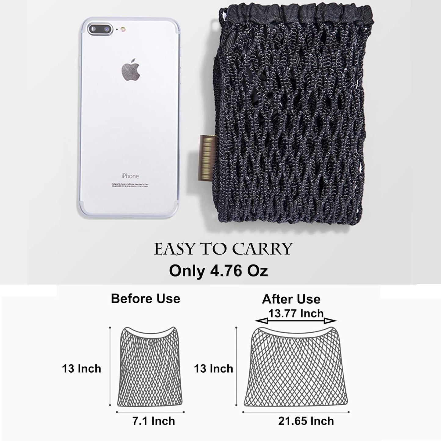Universal Baby Stroller Organizer Polyester Net Mesh Storage Bag with Extra Large Storage Space, Non-Slip and Adjustable Stroller Accessories for Carrying Diaper Toys and Snacks (Black)