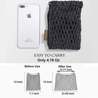 Universal Baby Stroller Organizer Polyester Net Mesh Storage Bag with Extra Large Storage Space, Non-Slip and Adjustable Stroller Accessories for Carrying Diaper Toys and Snacks (Black)