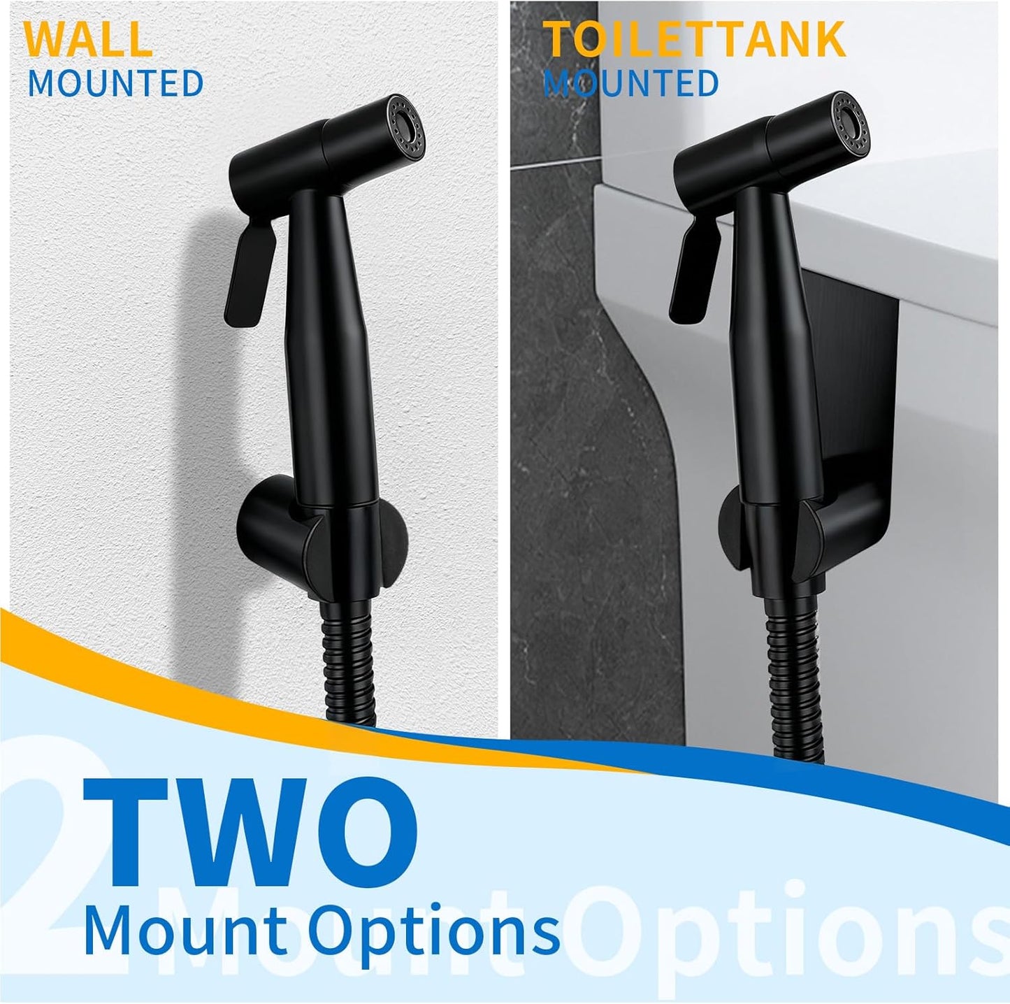 Neween Handheld Toilet Bidet Sprayer for Toilet-Adjustable Water Pressure Control with Bidet Hose for Feminine Wash, Stainless Steel Bidet Faucet Sprayer Kit Cloth Diaper for Baby Wash (Black)