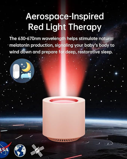 Dimmable Nursery Night Light: Red Light Therapy Sleep Sound Machine with 38 Soothing Sounds & Calming Womb Soother Memory Function, White Noise Sound Machine with Timer for Baby Adult Gift (Peach)