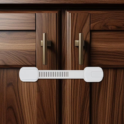Child Proof Cabinet Locks - Cabinet Locks Baby Proofing with 3M Adhesives for Refrigerator, Oven, Cupboards, Toilet Seat - Adjustable,Easy Installation,No Drilling (4 Pack)