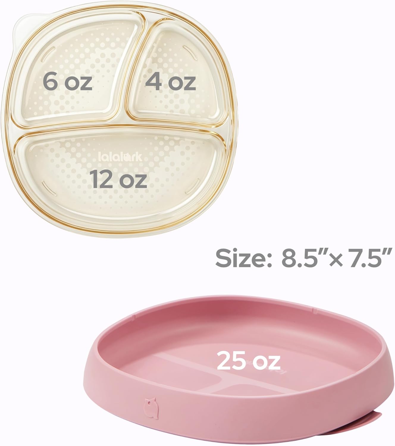 3-in-1 Baby Suction Plates for Toddlers 6-36 Months - Premium Bottle-Grade PPSU Silicone Divided Dishes, Stage-Based Self-Feeding Supplies, BPA Free Stain & Odor Resistant, Microwave Dishwasher Safe
