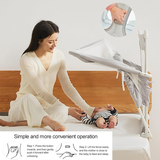 3 in 1 Baby bassinets bedside sleeper, co sleeping bed for baby, for co sleeper for baby in bed, Portable Crib, breathable and visible mesh window,soft washable liner cover and sturdy aluminum alloy (