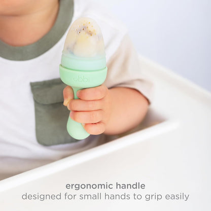 Ubbi Baby Food Feeder & Freezer Tray Set, Infant Teething Relief, BPA-Free, Safely Introduce Solids and Self Feeding, Freezable Popsicle Molds, Dishwasher Safe, Smoothie Purple & Zest Green