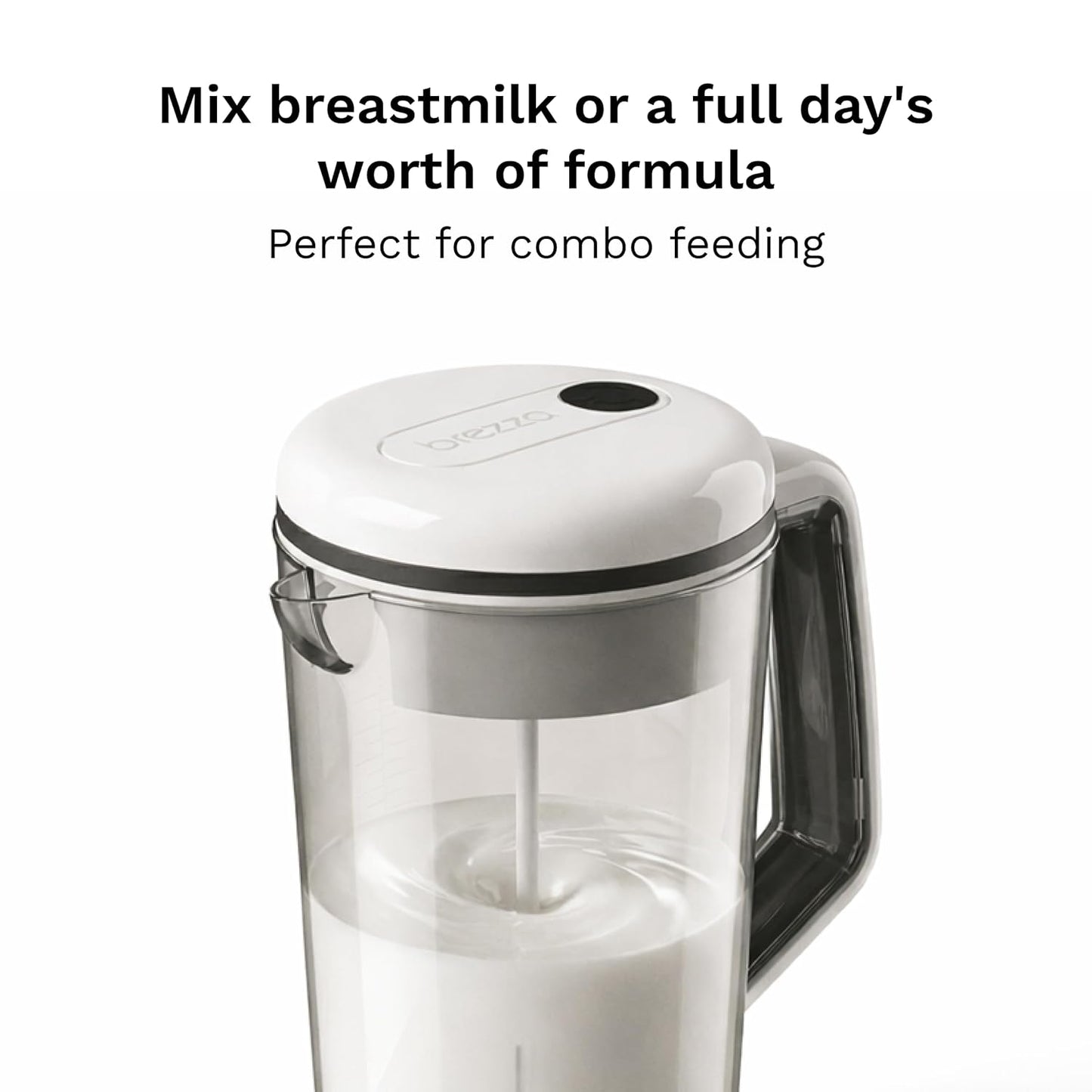 Baby Brezza Breastmilk and Formula One Step Mixer Pitcher - Large Capacity, Store 28oz at Once - Portable for Travel