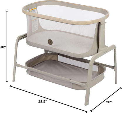 Maxi-Cosi Iora Baby Bassinets Bedside Sleeper, Portable Bassinet, Infant Bedside Sleeper Crib, Height Adjustable, Breathable Mesh, Large Storage Basket, Truffle